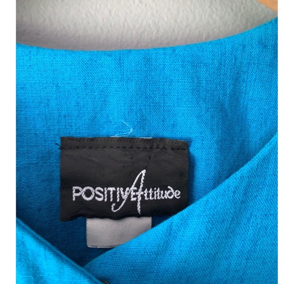 Vintage Positive Attitude Blue Midi Dress Linen - Picture 3 of 5